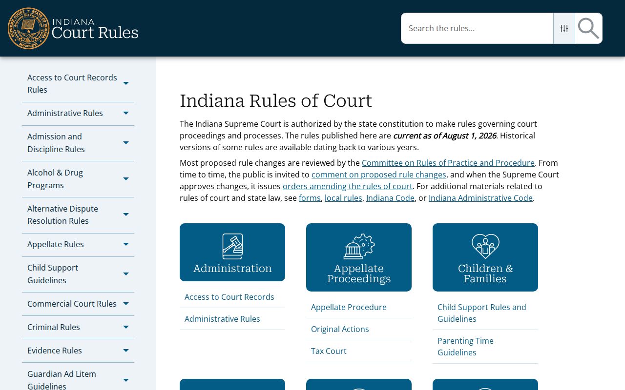 Indiana rules for Lake County court docket access