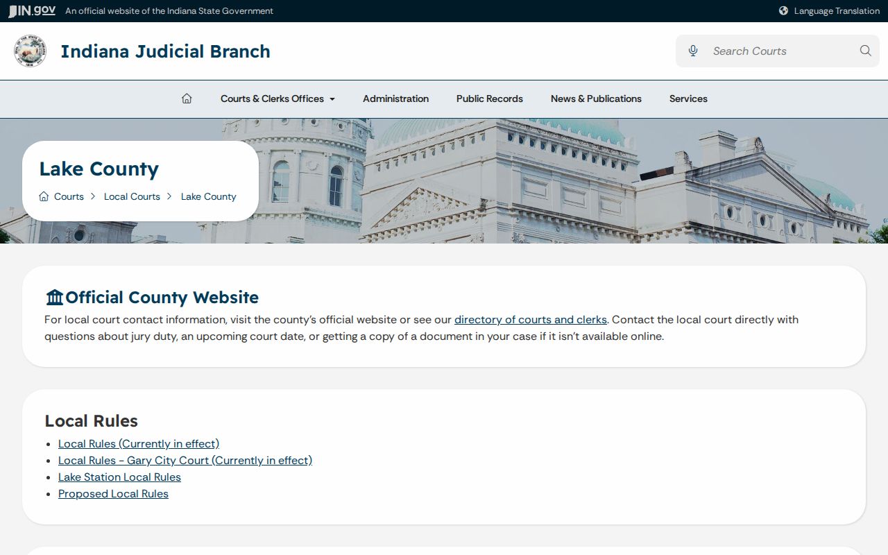 Lake County court docket calendar search