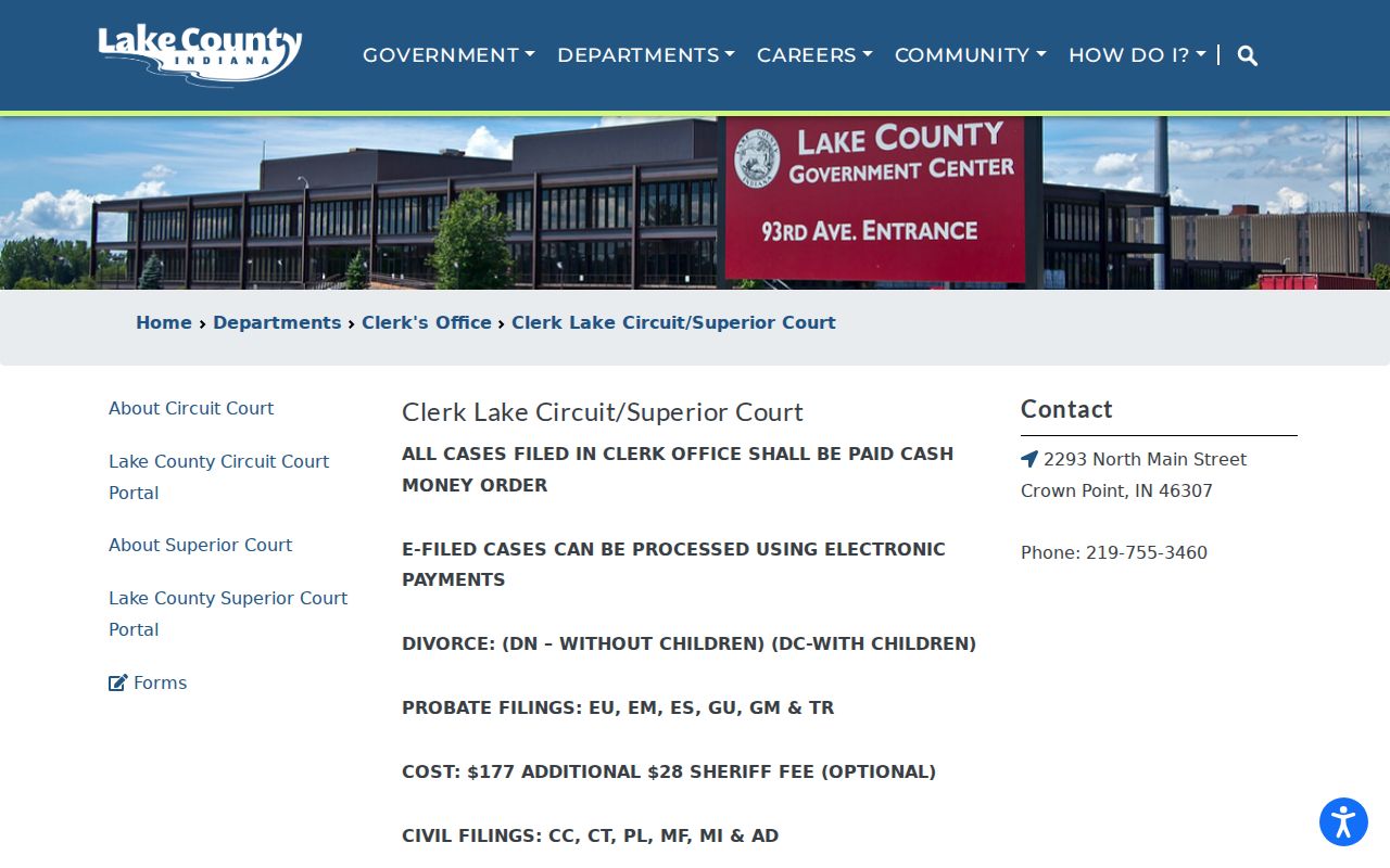 Lake County civil docket clerk access