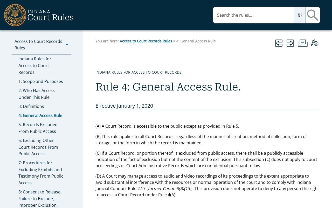 Indiana Rule 4 for Lake County court record access