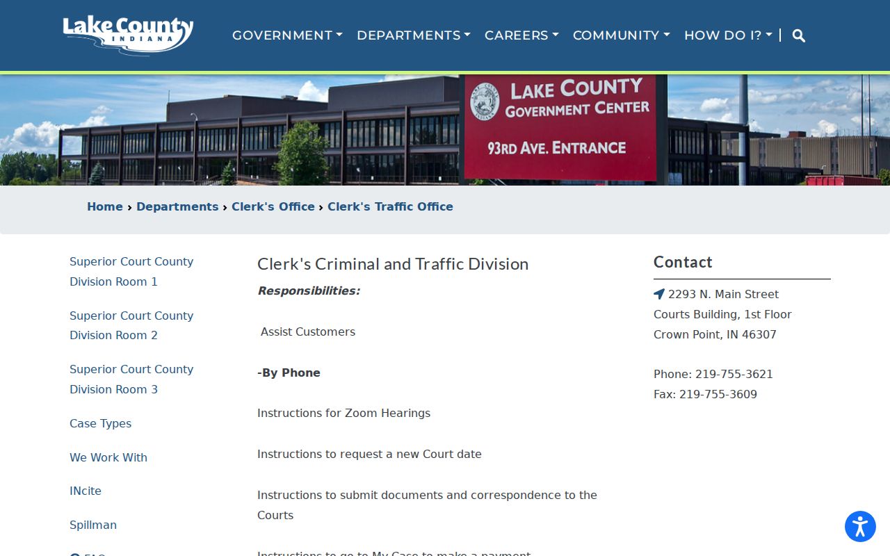 Lake County criminal docket clerk access