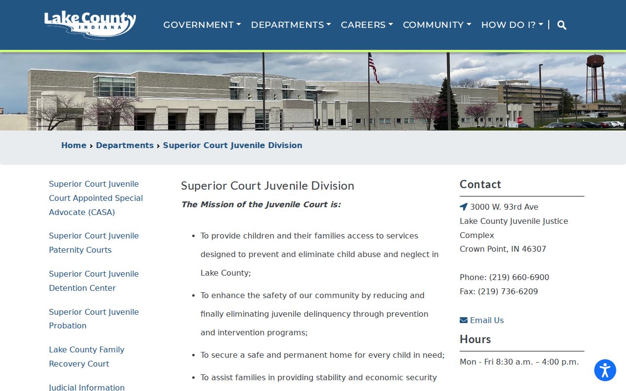 Crown Point juvenile court docket location in Lake County