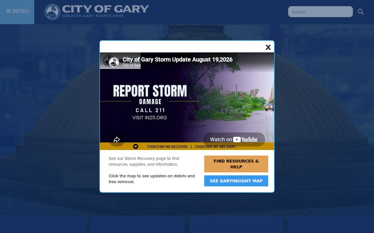 Gary official website context for Gary court docket access