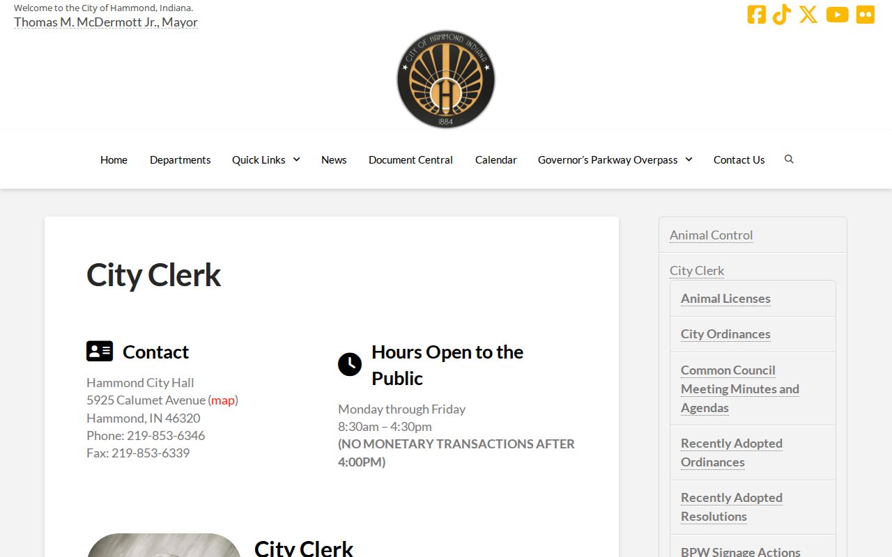Hammond court docket route through the Hammond City Clerk