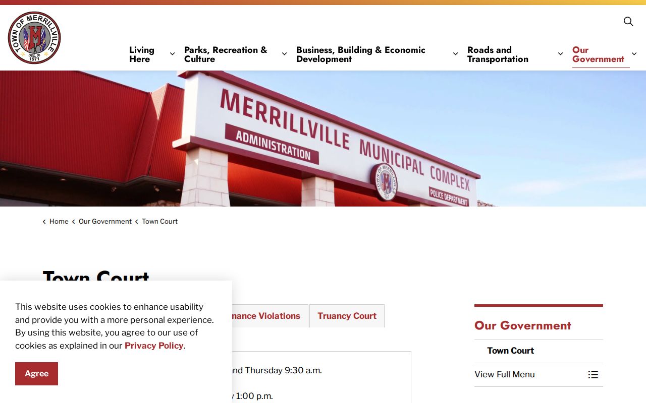 Merrillville court docket information from Merrillville Town Court